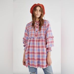 NEW Free People Redwood Flannel Mini Dress Size Large